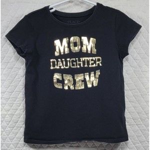 Children’s Place Girls Black Graphic T-Shirt Top Mom Daughter Crew Size S/P 5/6